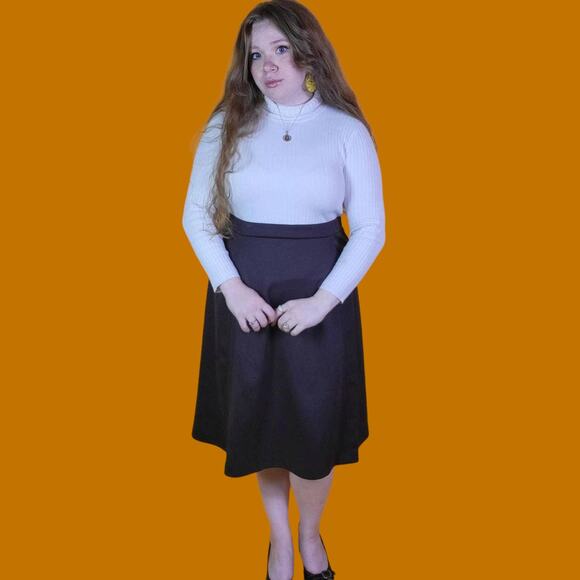 Vintage Deadstock NOS Cricket Lane Brown Midi Skirt, 34 XL - Picture 1 of 4